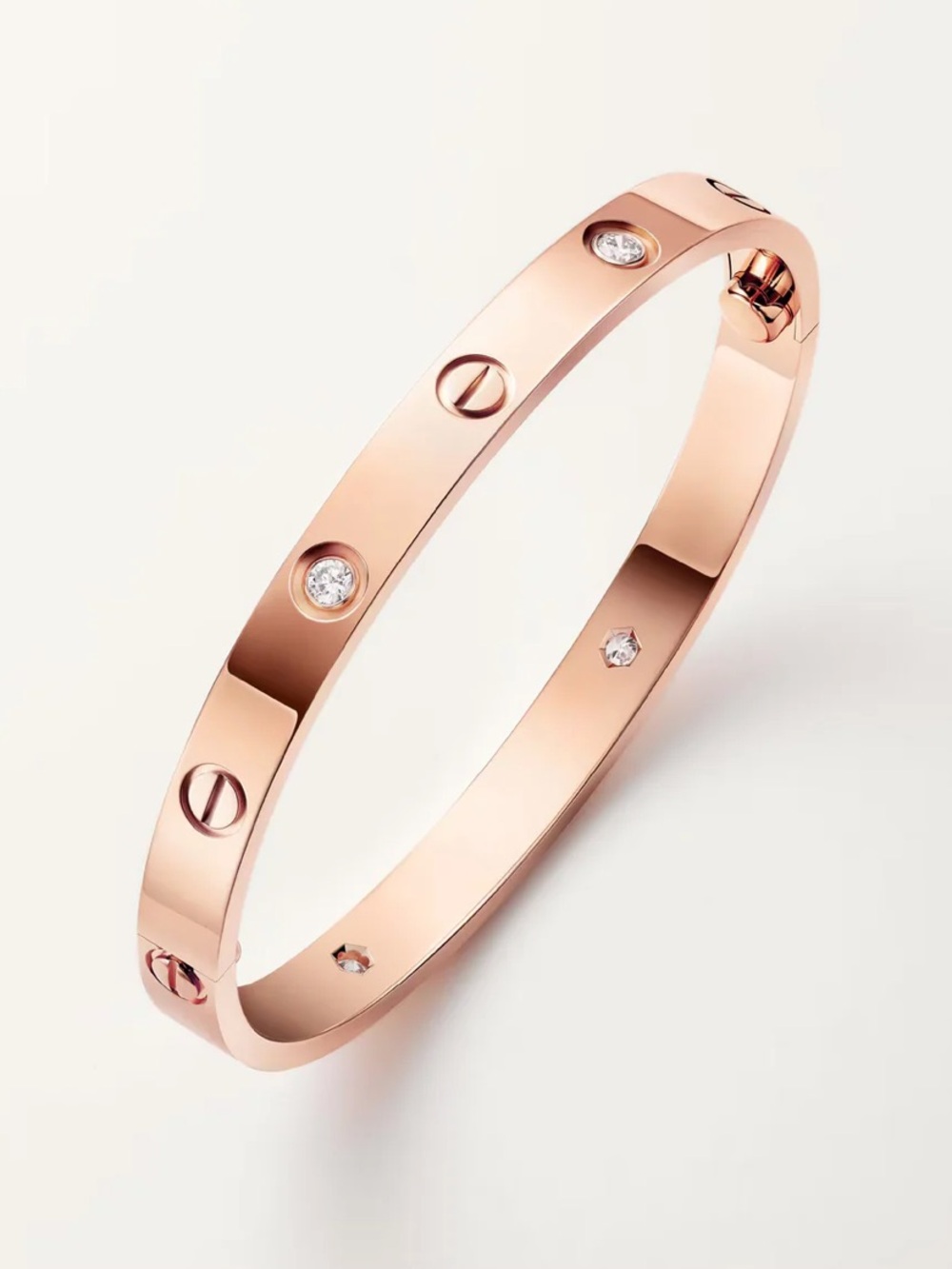 Mon Cherie NEW Rose Gold Screw Bangle Timeless Amour Crystal Bracelet 18 cm